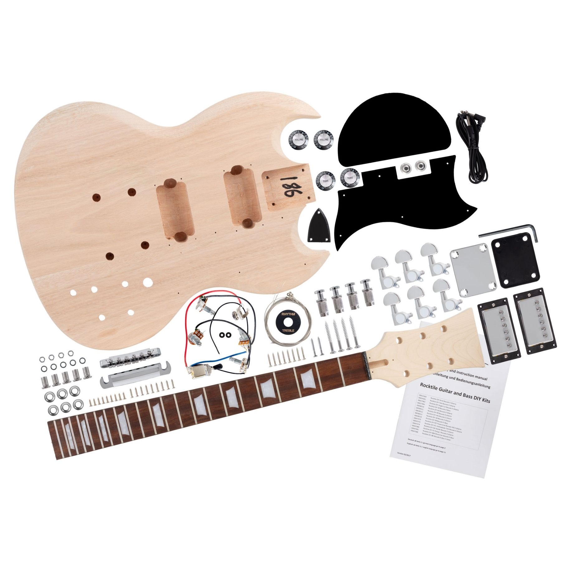 Rocktile Chitarra Elettrica Kit D'assemblaggio Fai da te Do It Yourself DIY Legno NAT 
