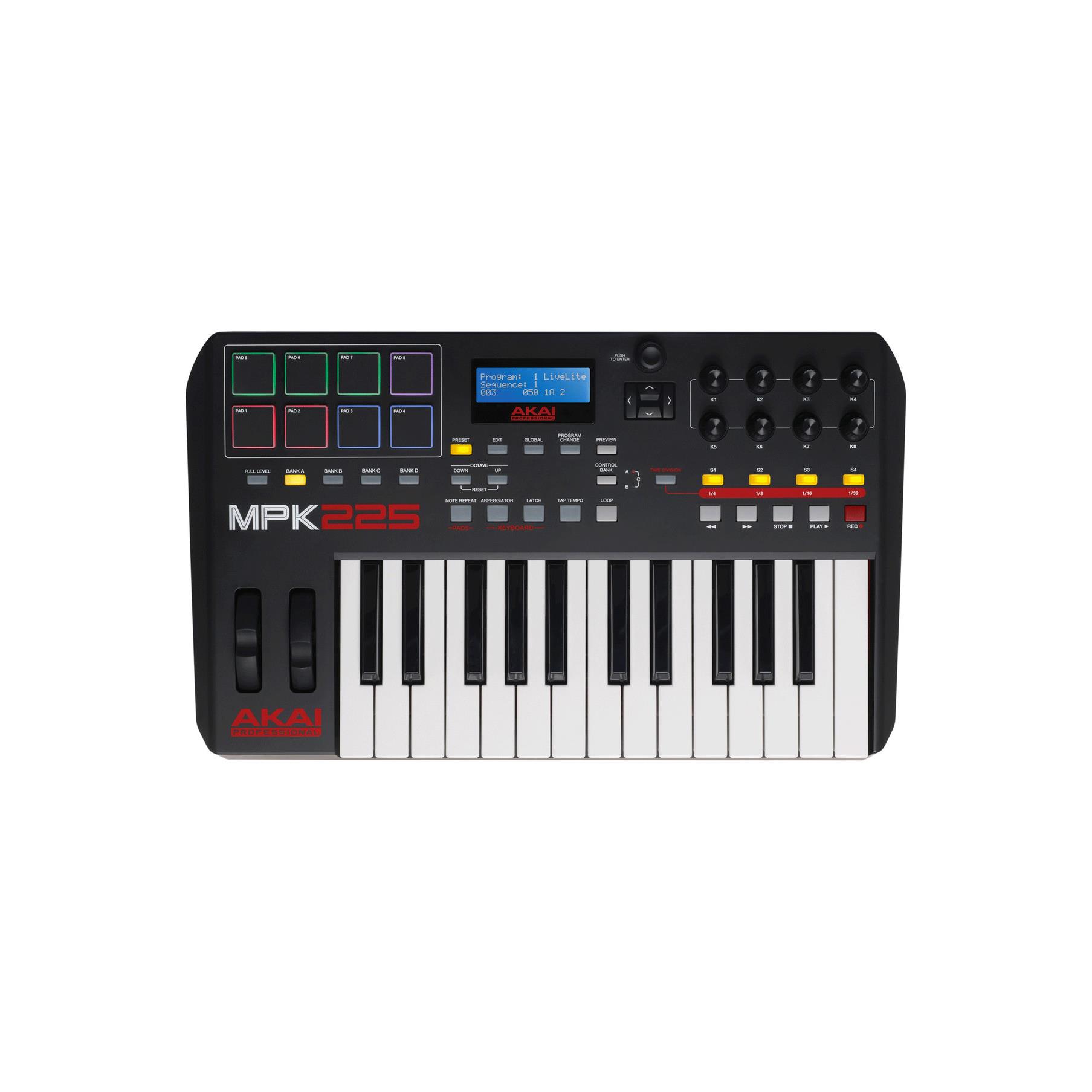 Akai AKAI MPK225 tastiera controller MIDI USB 25 tasti 8 pad pc mac GARANZIA ITALIANA 