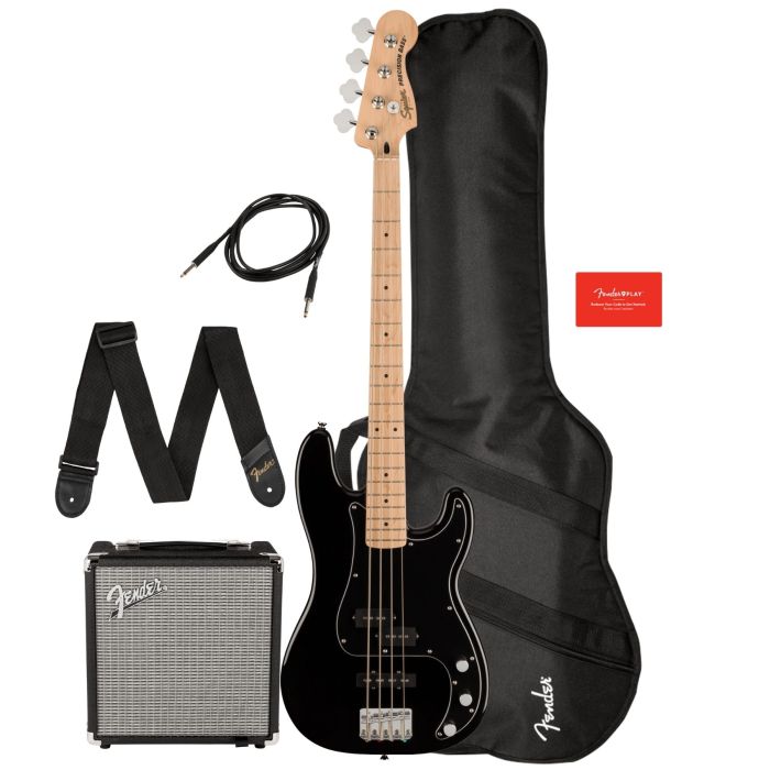 Kit Basso Fender Affinity Precision pj mn con amplificatore e accessori black main product photo