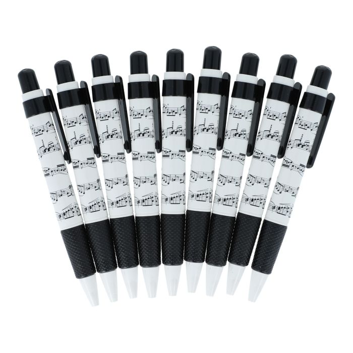 Penna a sfera bianca con spartito nero main product photo