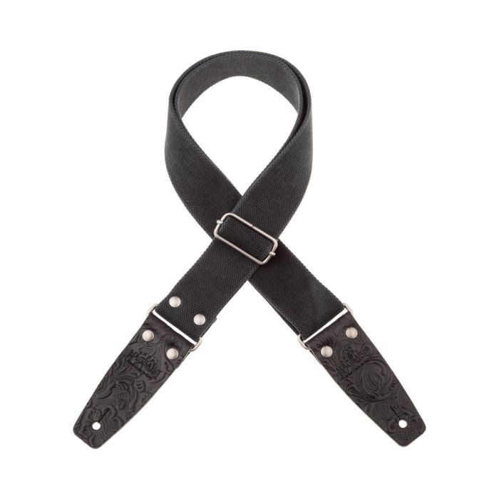 Tracolla chitarra Magrabo' SC Entry Olded nero terminali embossed flores nero fibbia argento an 5 cm main product photo