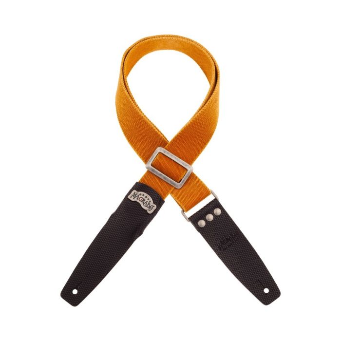 Tracolla chitarra Magrabo' SC Cotton washed ocra terminali Twinkle nero fibbia recta argento 5cm main product photo