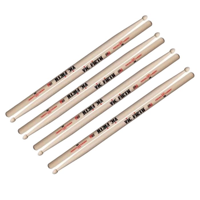Bacchette Vic Firth American Classic 2B Hickory Punta Legno Goccia 4 paia main product photo