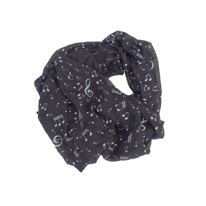 sciarpa Musikboutique con chiave di violino e note, Black 70x180 cm main product photo