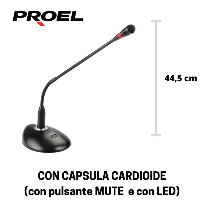 Microfono collo d'oca Proel BMG2 con base con interruttore main product photo