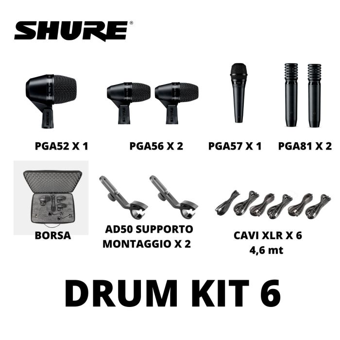 Set Microfoni Shure PGADRUMKIT6 6pz con valigia main product photo