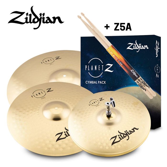 Set Piatti Zildjian Planet Z ZP4PK HH 14" Crash 16" Ride 20"+bacchette main product photo
