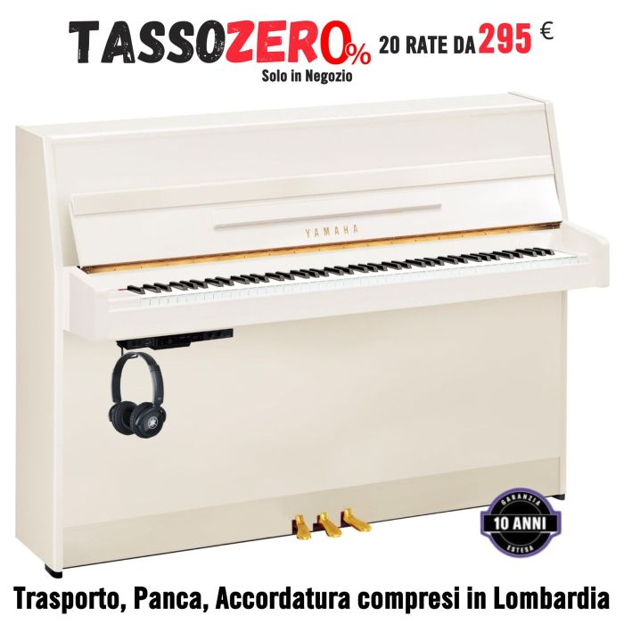 Pianoforte verticale silent Yamaha B1 SC3 bianco lucido main product photo