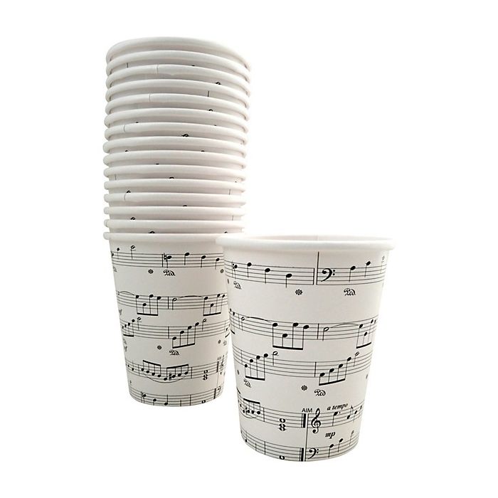 Bicchiere AimGifts carta white note musicali black 16pz main product photo