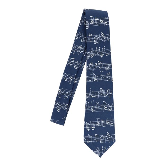Cravatta Musik-Boutique blu con pentagramma bianco main product photo