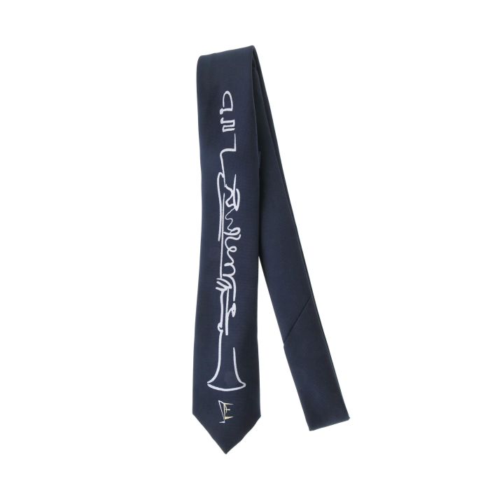 Cravatta Eufonia blu con clarinetto argento main product photo