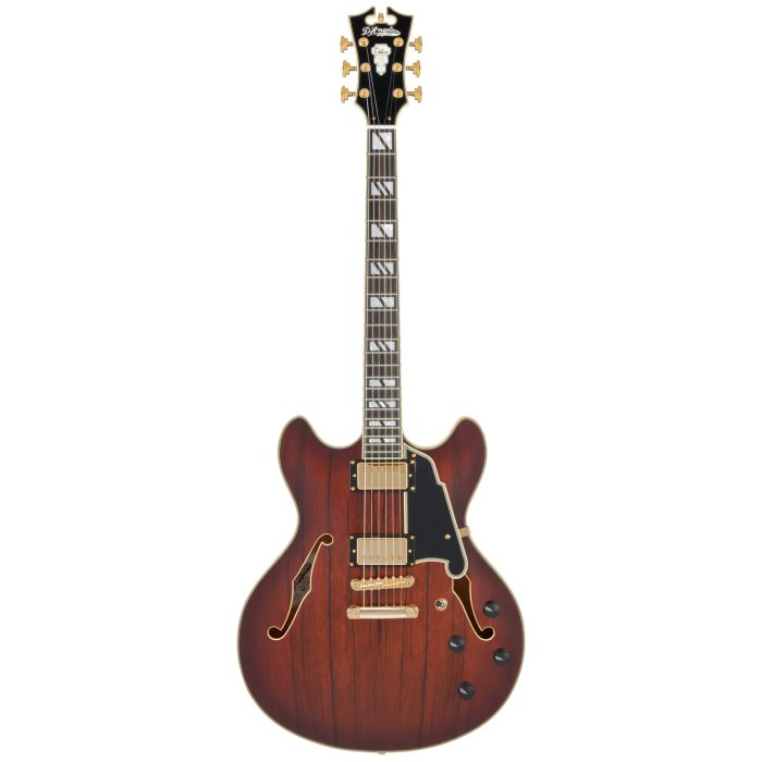 D'Angelico Deluxe DC satin brown burst main product photo