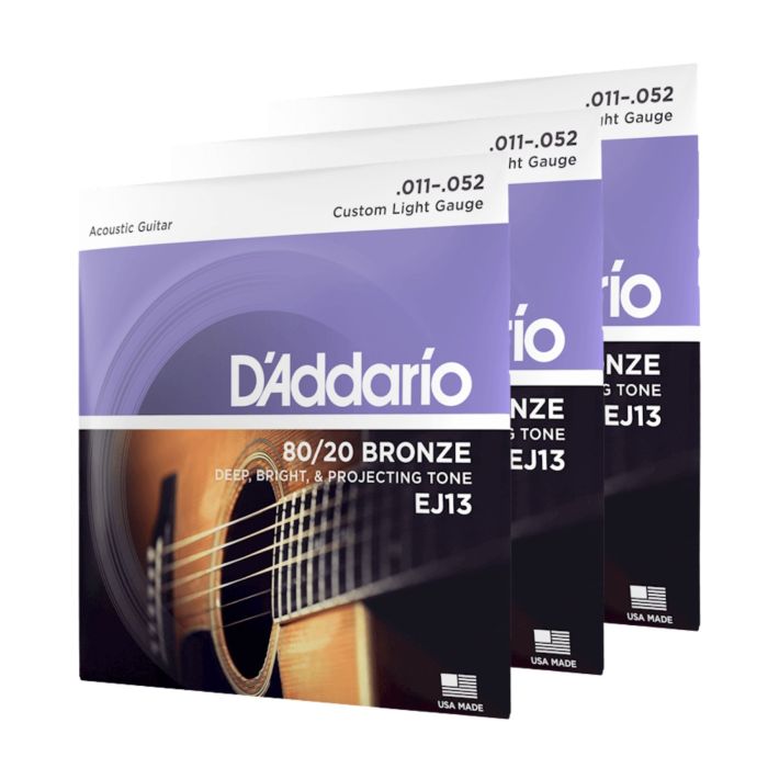 Corde Acustica D'Addario EJ13 80/20 Bronze Custom Light 11-52 3 pezzi main product photo