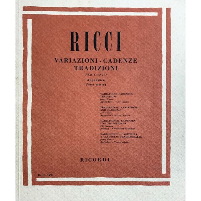 L.Ricci Variazioni Cadenze Appendice Voci Miste main product photo