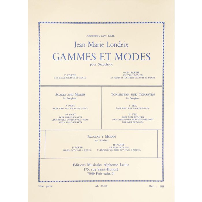Londeix Gammes et Modes per sax 2 main product photo