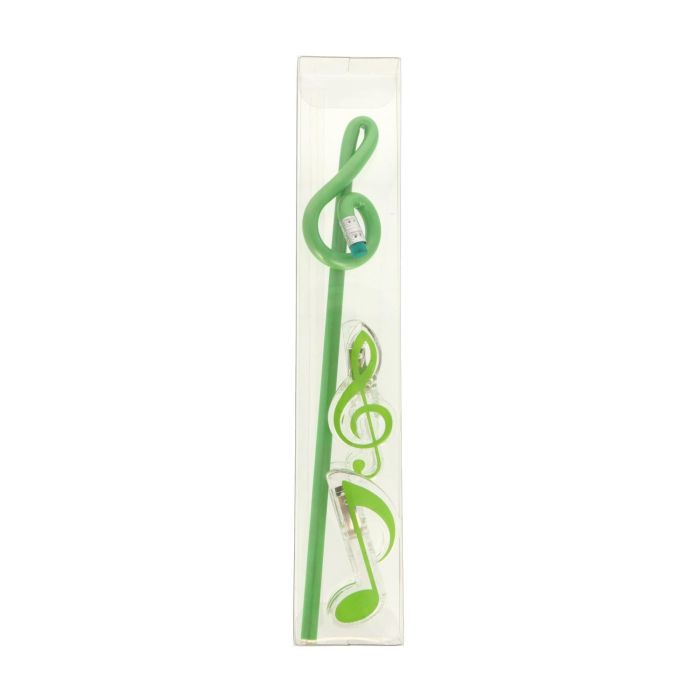 Set Matita a forma chiave di violino con clip Verde main product photo