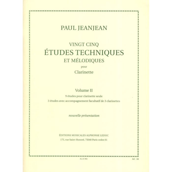 P.Jeanjean 25 Studi Tecnici Melodici per Clarinetto Vo.II main product photo