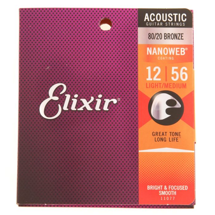 Corde Acustica Elixir 11077 Nanoweb 80/20 bronze light medium 12-56 main product photo