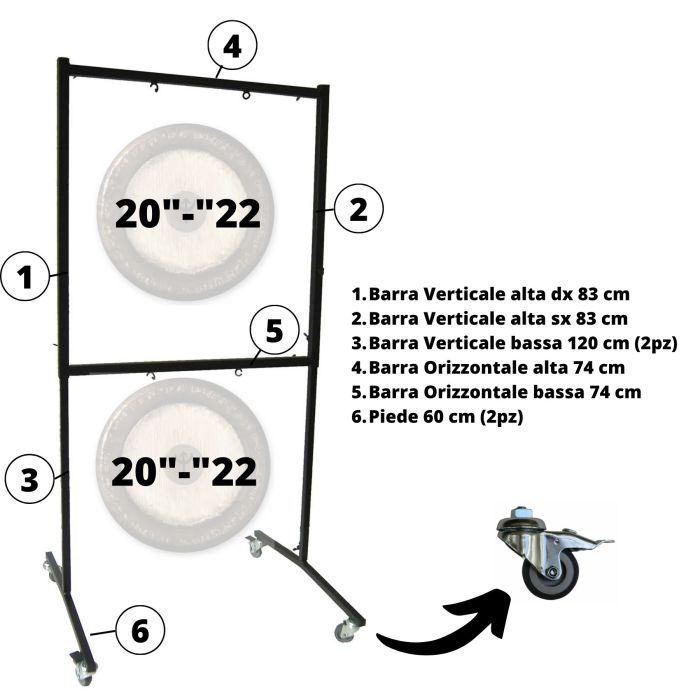 Supporto Gong Paiste con ruote per 2 Gong 20/22" main product photo