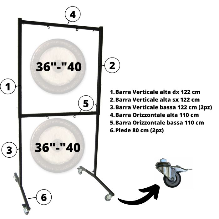 Supporto Gong Paiste con ruote per 2 Gong 36/38/40" main product photo
