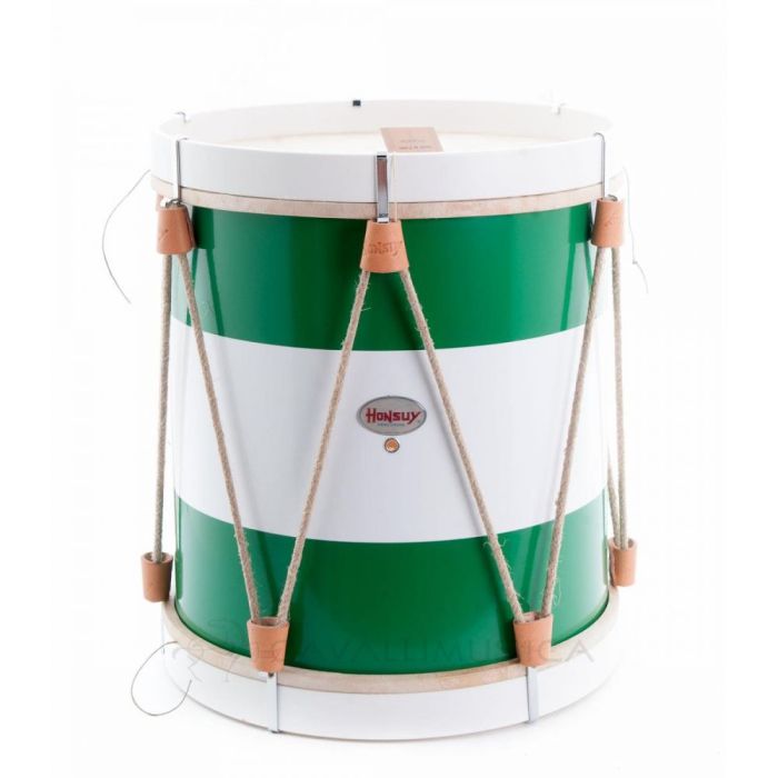 Tamburo da parata Honsuy 30,5x38cm verde e bianco con tracolla e battente pelle naturale main product photo