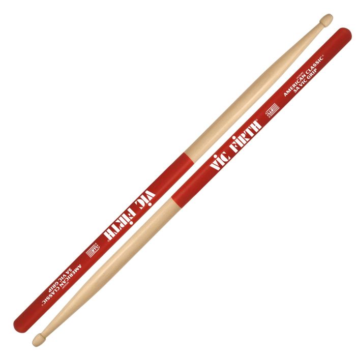 Bacchette Vic Firth American Classic 5A VicGrip Hickory Punta Legno Goccia main product photo