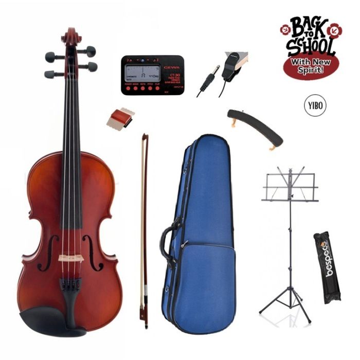 Kit Violino 4/4 Yibo D con spalliera, leggio, accordatore e pickup main product photo