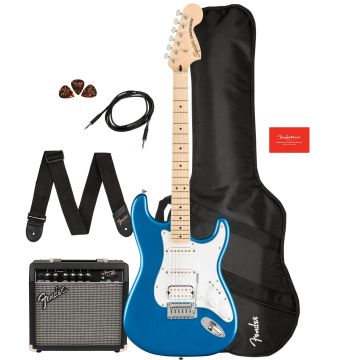 Kit Fender Squier Affinity Stratocaster hss mn lake placid blue amplificatore G15