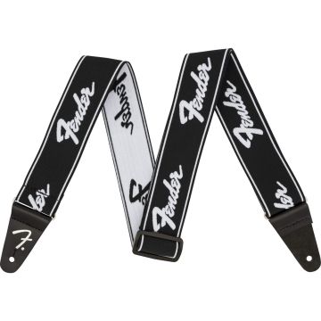 Fender Weighless Guitar Strap Running Logo Black/White