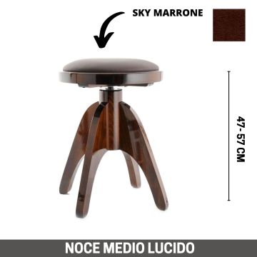 CGM 121/4 Sgabello vite tondo noce medio lucido seduta skay