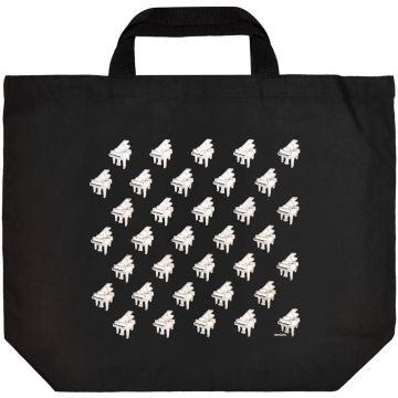 Borsa AimGifts black con pianoforti cotone 35x36cm