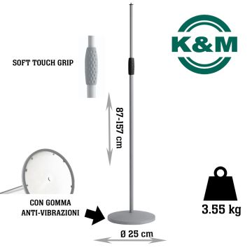 Asta Microfono dritta K&M 26010-87 Grey h. 87 /157.5 cm  peso: 3.58 kg