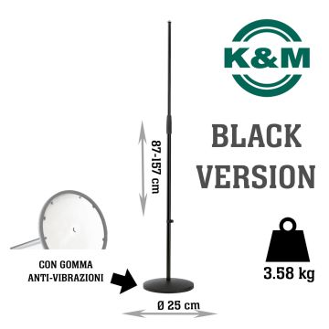 Asta Microfono dritta K&M 26010-55 black h. 87 /157.5 cm  peso: 3.58 kg