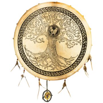 Terré Shaman Drum 50cm pelle capra con battente Albero della vita