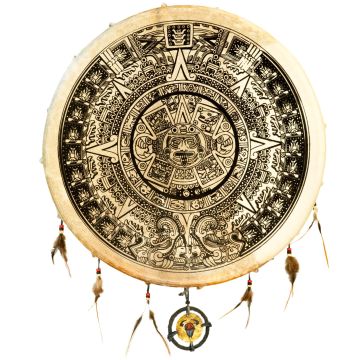 Shaman Drum 40cm Terre' pelle capra con battente Maya
