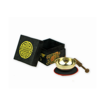 Klangschalen 5141 Ciotola 5cm per canto con battente e cuscino scatola gold Shou