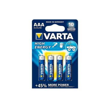 Batterie ministilo Varta AAA high energy alcalina confezione 4 pile