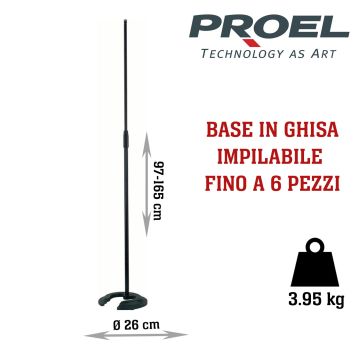 Asta Microfono dritta Proel ALV130BK h.95/165 cm peso: 3.95 kgAsta Microfono dritta Proel ALV130BK h.95/165 cm peso: 3.95 kg