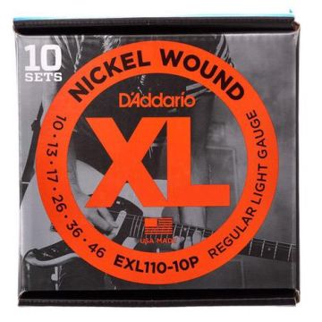 Corde elettrica 10pz D'Addario EXL110-10P nickel wound regular light 10-46
