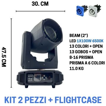 Kit 2 teste mobili Atomic Pro Lead Beam 100 con flight case