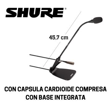 Microfono collo d'oca Shure CVG18DBC con base da tavolo 18" nero 