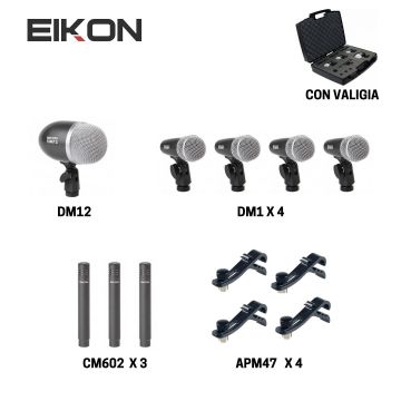 Set Microfoni Eikon DMH8XL 8 pz con custodia (4 DM1/1 DM12/3 CM602)