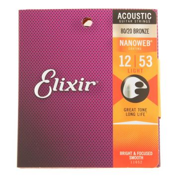 Corde Acustica Elixir Nanoweb 80/20 bronze light 12-53