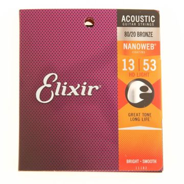 Corde Acustica Elixir Nanoweb 80/20 bronze hd light 13-53