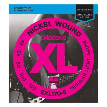 Corde basso 5 corde D`Addario EXL170-5 nickel wound regular light 45-130