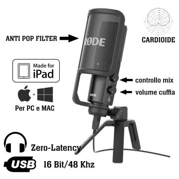  Rode NT-USB microfono a condensatore da studio