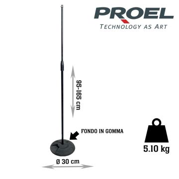Asta Microfono dritta Proel OST110BK h. 95/165 cm peso: 5.10 kg