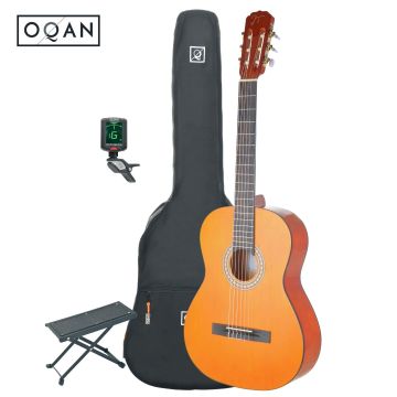Chitarra Classica Oqan QGC-25 con accordatore, poggiapiede e borsa