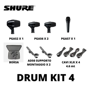 Set Microfoni Shure PGADRUMKIT4 4pz con valigia