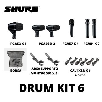 Shure PGADRUMKIT6 Set 6 Microfoni con valigia